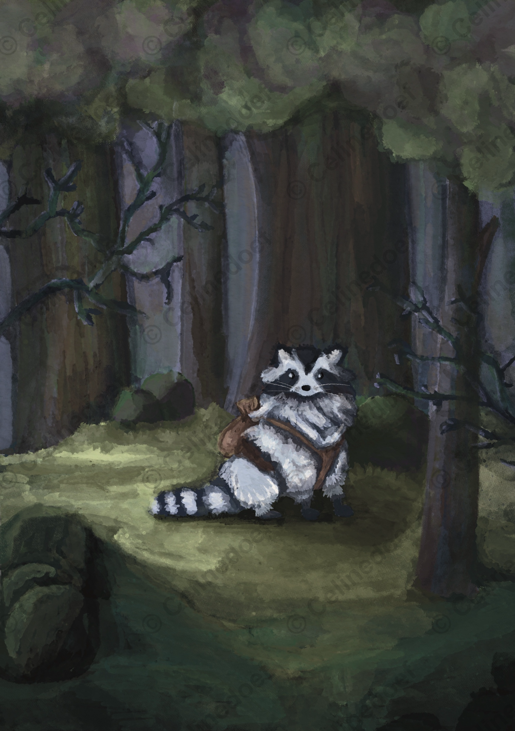 Wasbeer in het bos print